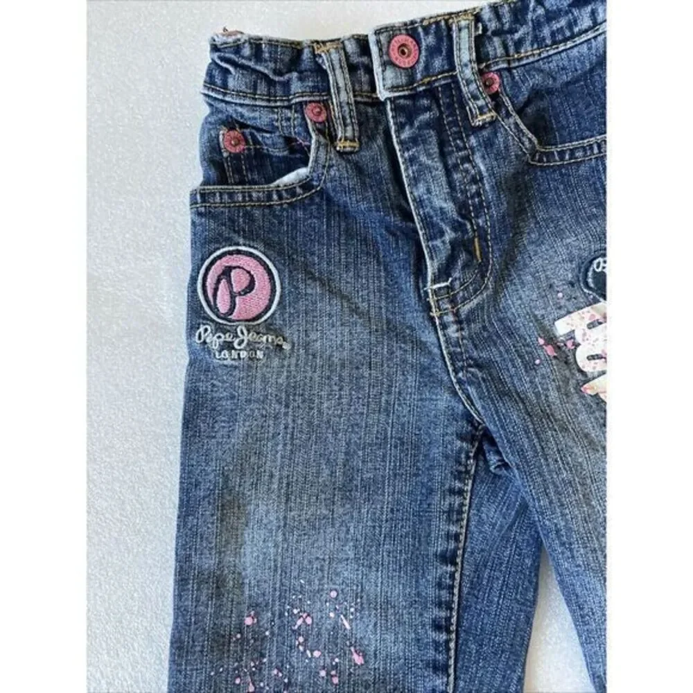Pepe Jeans London Girls Jeans‎ Size 2T Y2K Vintage Punk Old School